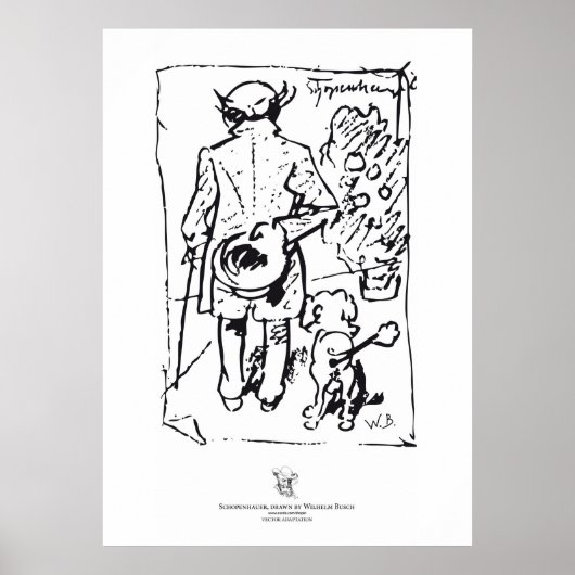 Shopenhauer with dog, by Wilhelm Busch Poster (Voorkant)