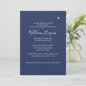 Shoping Star Retirement Party Invitation Blue Gold Kaart (Staand voorkant)