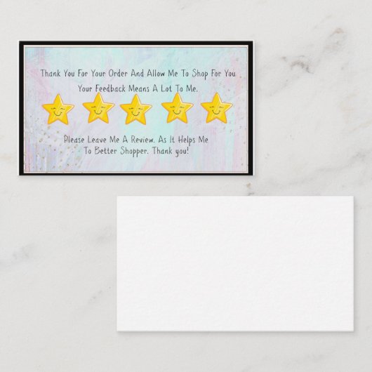 Shopper, Dasher 5-sterren aanvraagkaart Visitekaartje (Voorkant / Achterkant)