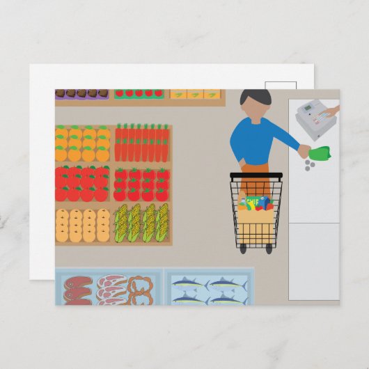 Shopper from a Grocery Store Briefkaart (Voorkant / Achterkant)