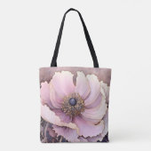 Shopper tas met bloemenprint in pastelkleuren (Achterkant)