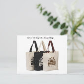 Shopping Bag, Canvas Canvas tas, Grocery Bag Briefkaart (Staand voorkant)