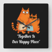 Shopping Day Cat Love Vierkante Klok (Voorkant)
