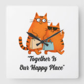 Shopping Day Cat Love Wall Clock Vierkante Klok (Voorkant)