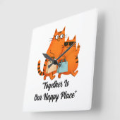 Shopping Day Cat Love Wall Clock Vierkante Klok (Hoek)