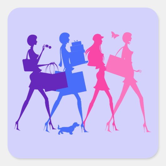 Shopping Divas Vierkante Sticker (Voorkant)