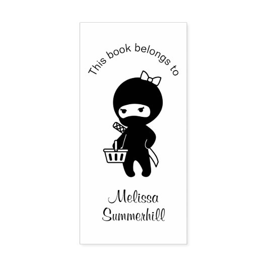 Shopping Ninja Girl Bookplate Rubberstempel (Afrduk)