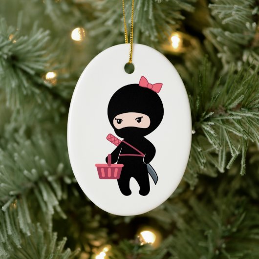 Shopping Ninja Girl Keramisch Ornament (Boom)