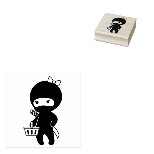 Shopping Ninja Girl Rubberstempel (Gestempeld)