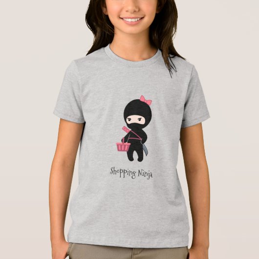 Shopping Ninja Girl Tri-Blend Shirt (Voorkant)