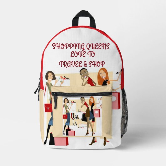 Shopping Queen Collectie - Dames  Bedrukte Rugzak (Voorkant)