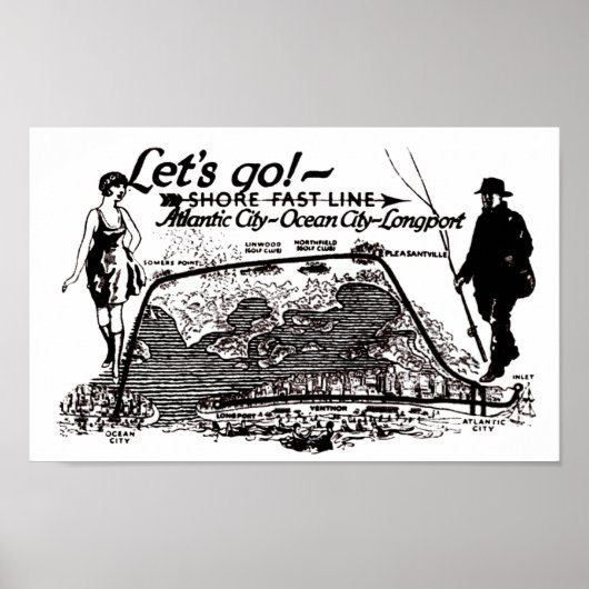 Shore Fast Line Trolleys 1910 Poster (Voorkant)