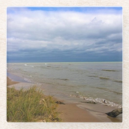 Shore of Lake Michigan, Sheyboygan, WI Glazen Onderzetter (Voorkant)
