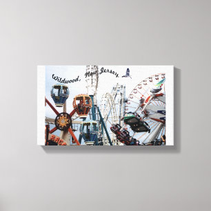 Shore Pier/Wildwood Text Wrapped Canvas Afdruk