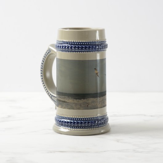 Shore & Sky & Seagulls Grey/Blue 22 oz Stein Bierpul (Voorkant links)