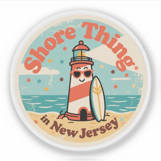 Shore Thing_ New Jersey Vuurtorenkunstwerk Sticker (Voorkant)