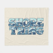 Shore Thing | Retro Blauwe Oceaangolven Surf Grafi Fleece Deken (Voorkant (Horizontaal))