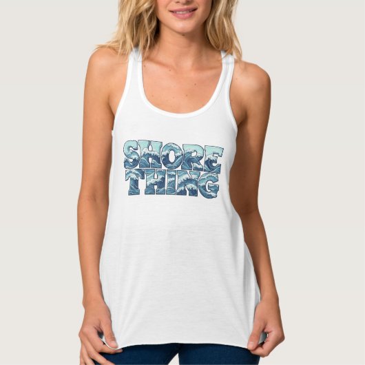 Shore Thing | Retro Blauwe Oceaangolven Surf Grafi Tanktop (Voorkant)