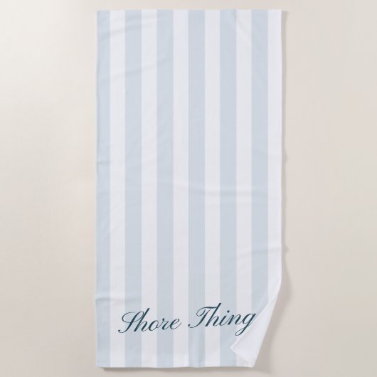 'Shore Thing' Scheepsblauw & Wit Gestreepte Cadeau Strandlaken (Voorkant)