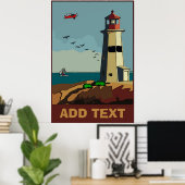Shore, vuurtoren, voeg tekst toe poster (Thuiskantoor)