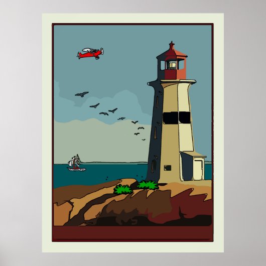 Shore, vuurtoren, voeg tekst toe poster (Voorkant)