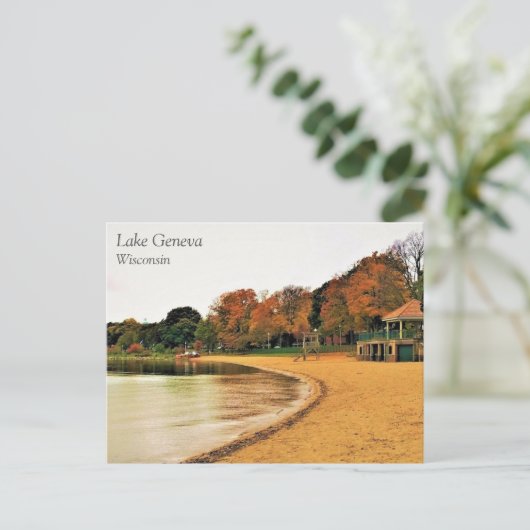 Shorefront van het meer van Genève, Briefkaart van (Staand voorkant)