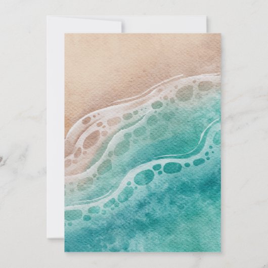 Shoreline Dreams Waterverf Beach Bruiloft Save The Date (Achterkant)