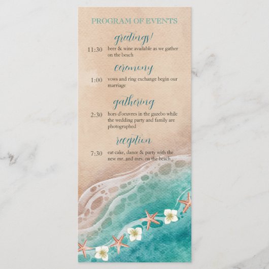 Shoreline Dreams Waterverf Beach Trouwprogramma (Voorkant)