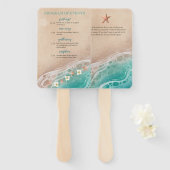 Shoreline Dreams Waterverf Beach Trouwprogramma Handwaaier (Voorkant en achterkant)