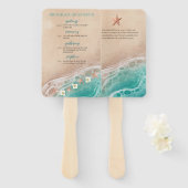 Shoreline Dreams Waterverf Beach Trouwprogramma Handwaaier (Voorkant en achterkant)