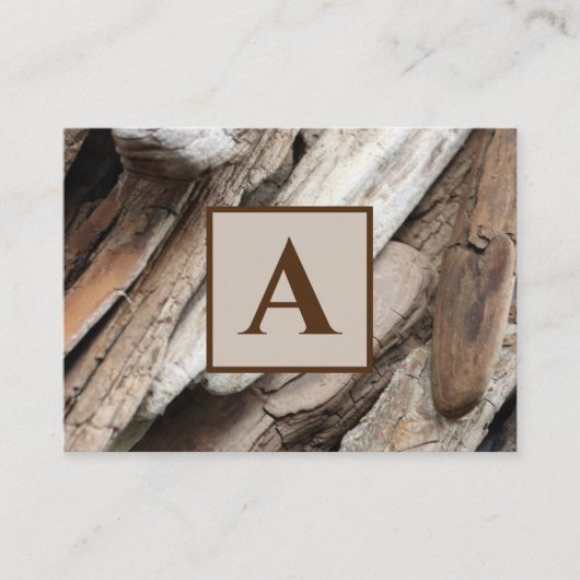 Shoreline Driftwood foto met Monogram Visitekaartje (Voorkant)