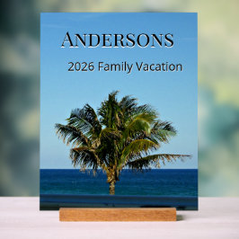 Shoreline Palm Vista | Familienaam & Reisjaar Acryl Bord