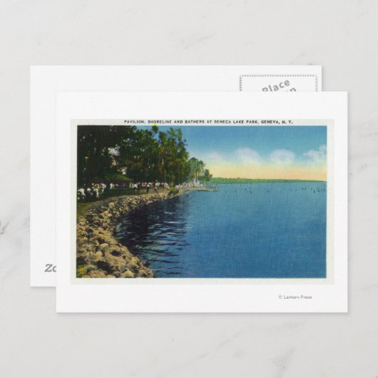 Shoreline, Pavilion en zwemmers Briefkaart (Voorkant / Achterkant)