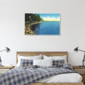 Shoreline, Pavilion en zwemmers Canvas Afdruk (Insitu (Slaapkamer))