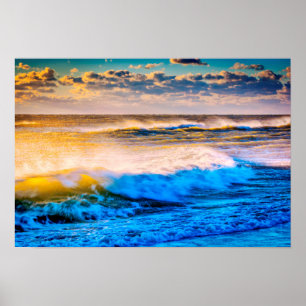 Shoreline schilderachtig bij zonsopgang poster