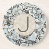 Shoreline Shells Mongram Style Zandsteen Onderzetter (Voorkant)