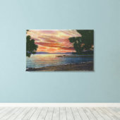 Shoreline Sunset Uitzicht met pier Canvas Afdruk (Insitu (Houten vloer))