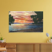 Shoreline Sunset Uitzicht met pier Canvas Afdruk (Insitu (Woonkamer))