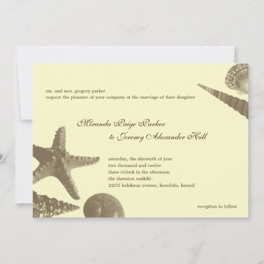 Shoreline Treasures Wedding Invitations Kaart (Voorkant)
