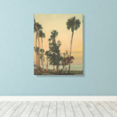 Shoreline uitzicht van de Indiase rivier met palmb Canvas Afdruk (Insitu (Houten vloer))