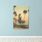 Shoreline uitzicht van de Indiase rivier met palmb Canvas Afdruk (Insitu (Houten vloer))