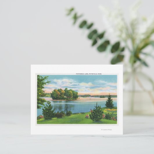 Shoreline Uitzicht van het meer van Pontoosuc Briefkaart (Staand voorkant)