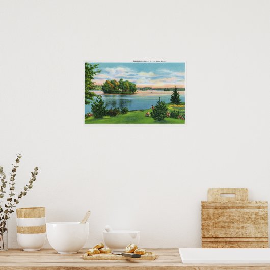 Shoreline Uitzicht van het meer van Pontoosuc Poster (Keuken)
