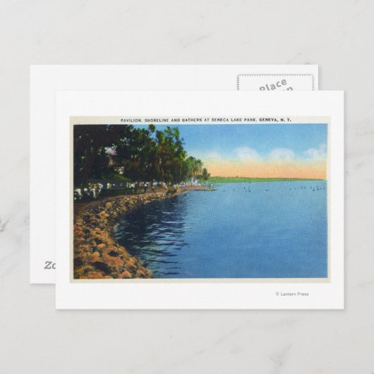 Shoreline Uitzicht van het Sseneca Lake Park Pavil Briefkaart (Voorkant / Achterkant)