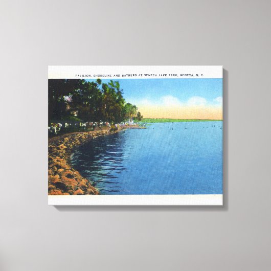 Shoreline Uitzicht van het Sseneca Lake Park Pavil Canvas Afdruk (Voorkant)