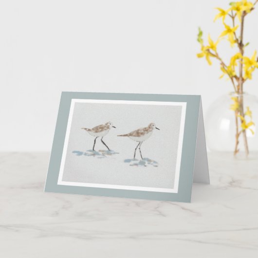 Shoreline Vogels Illustratie Kaart met grijs groen (Gele Bloem)