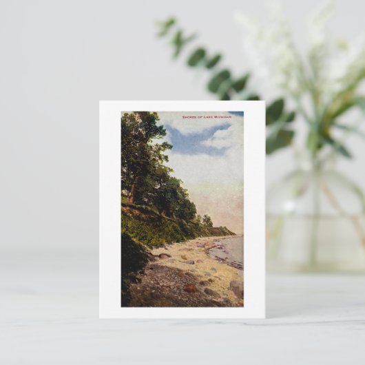 Shores van het  Briefkaart van het meer Michigan (Staand voorkant)