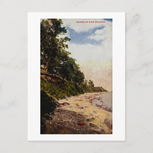 Shores van het  Briefkaart van het meer Michigan (Voorkant)