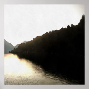 Shores van schaduwlandschapskunst poster