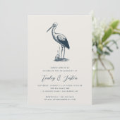 Shorevogel | Elegant Coastal Engagement Party Kaart (Staand voorkant)